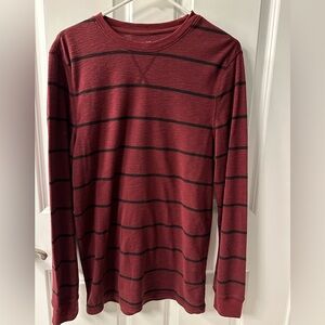 Urban Pipeline Burgundy and Black Striped Long Sleeve Tee